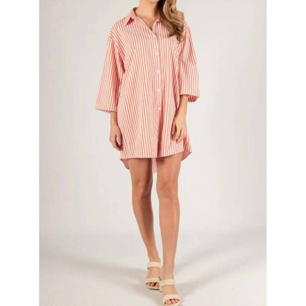 NEW BEFORE YOU COLLECTION simone striped shirt dress in orange creamsicle